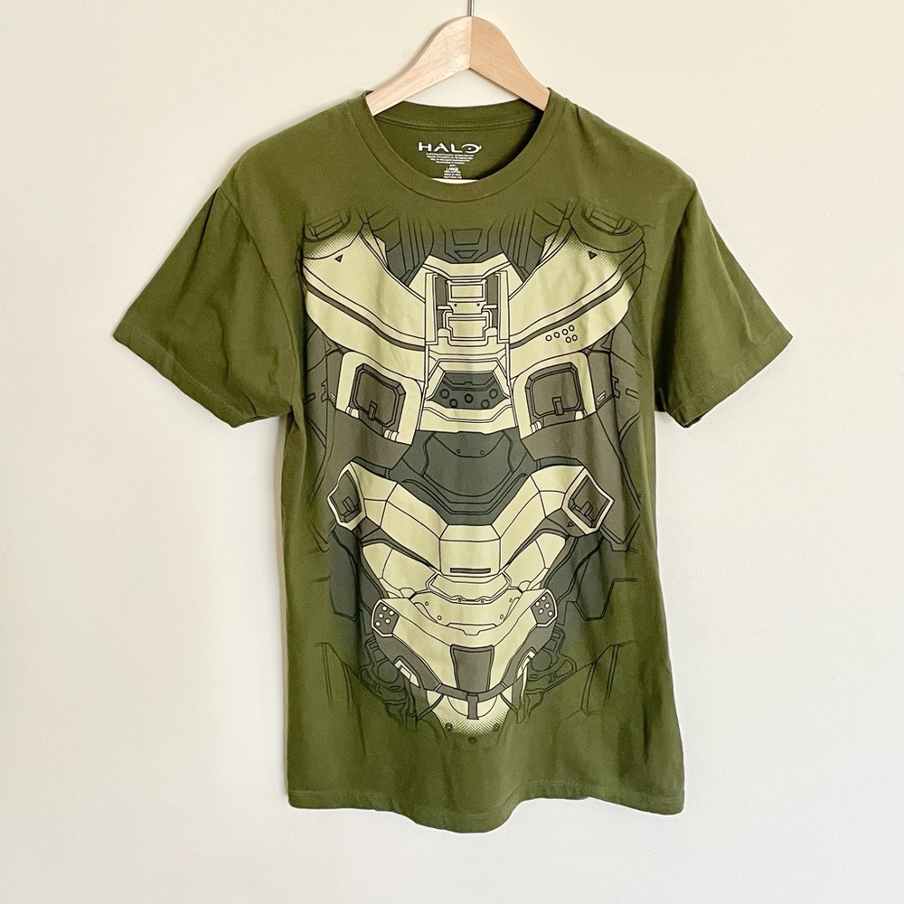 Halo Master Chief Green Video Game Body Armour Graphic T Shirt Men’s size Large